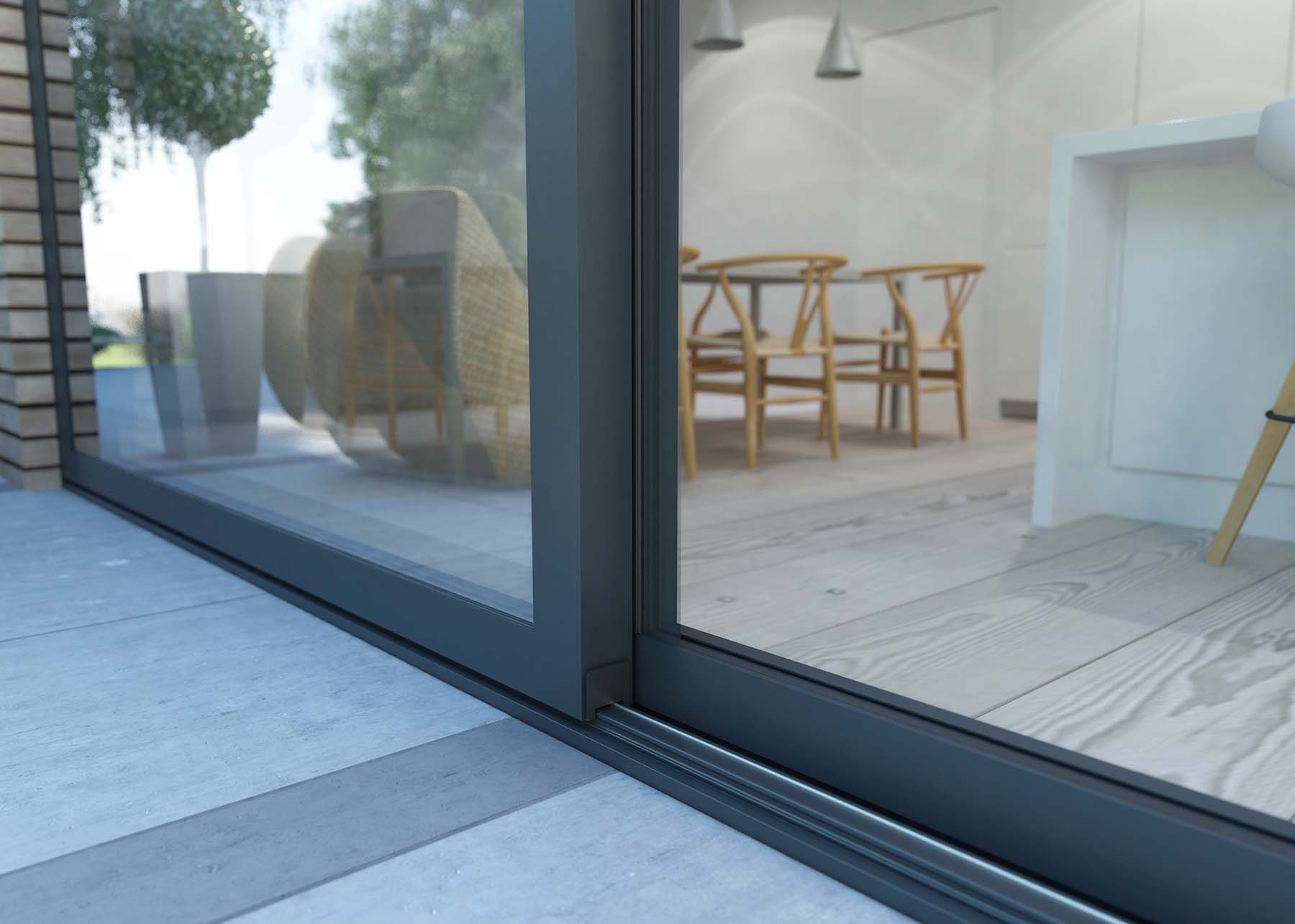 Close up sliding patio door