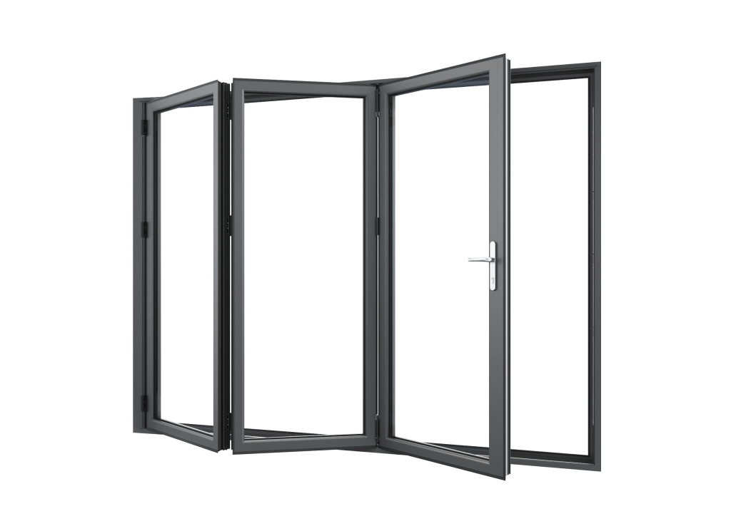 Grey Aluminium Three Pane Bi-Fold Door