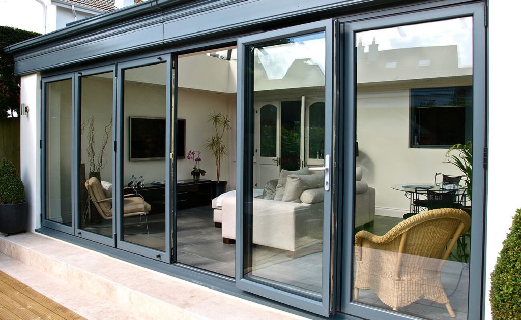 grey aluminium bifold doors